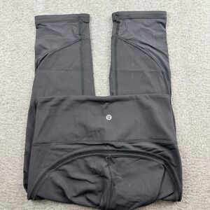 Lululemon Black Mesh Panel High Rise Crop Leggings Size 6 LW6AHBS Yoga Pants